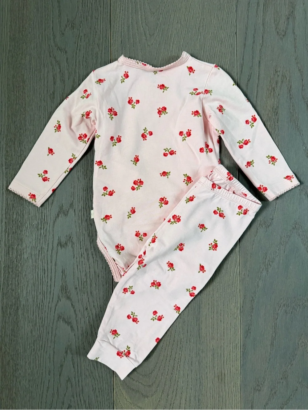 Pink Floral Baby Girls' Matching Bodysuit Set